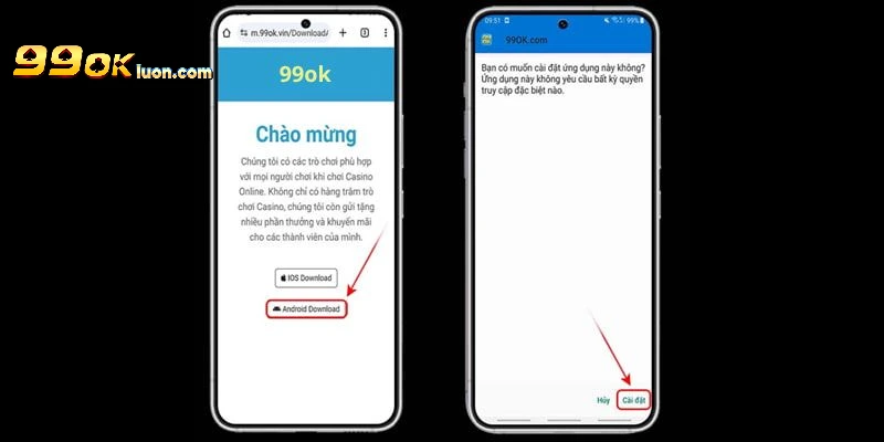 Cài đặt app cho Android
